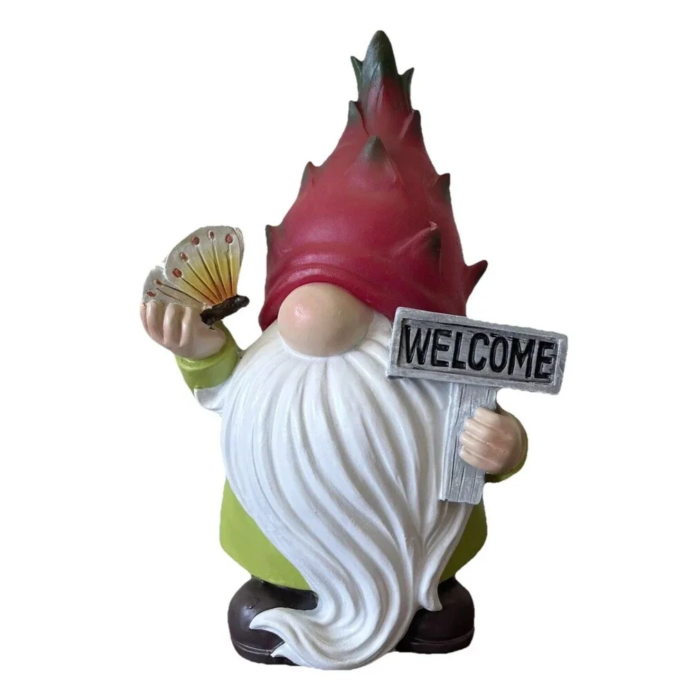 NEW (Open Box) Dragonfruit Garden Gnome Solar Glowing Hat, Butterfly - Picture 15 of 15